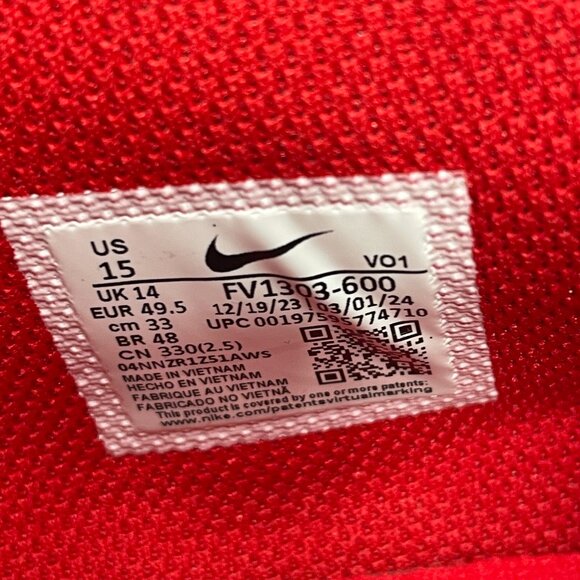 Nike Ja 1 TB University Red White Mens Basketball FV1303-600 VNDS Sz 15 - Picture 7 of 7